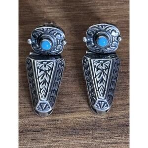 Vintage 925 Sterling Silver Turquoise Post Earrings Southwest 8.4g Stud